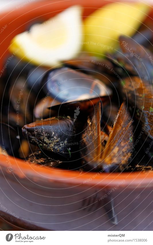 Lecker Meerzeug. Kunst ästhetisch Meeresfrüchte Meerestier Muschel Muschelschale Muschelform Miesmuschel lecker Essen mediterran Italien Toskana Farbfoto