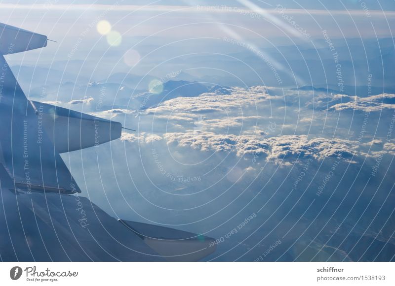 Zwischenhoch Umwelt Natur Landschaft Wolken Schönes Wetter Berge u. Gebirge Gipfel Schneebedeckte Gipfel Gletscher Luftverkehr Flugzeug Passagierflugzeug