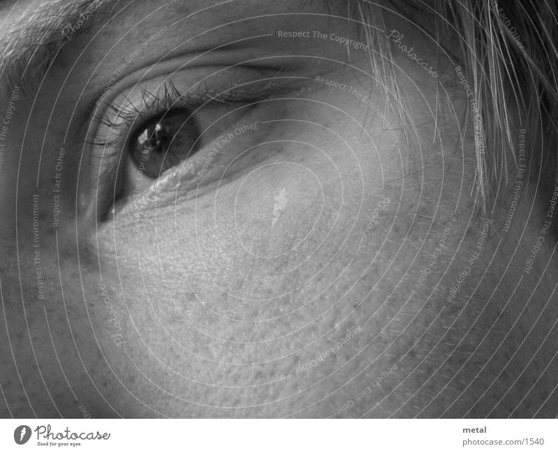 Auge, verträumt Mann Makroaufnahme Schwarzweißfoto vertäumt