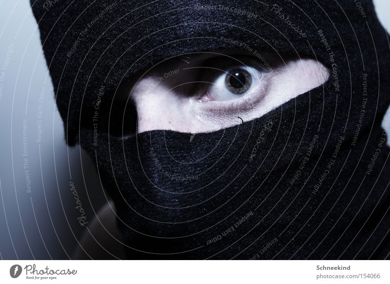 Spion Ninja Maske Auge Attentäter Angst Panik gefährlich Kampfsport Maskenmann Schattenkrieger Shinobi Spitzel Nirwana Meuchelmörder Ninjutsu
