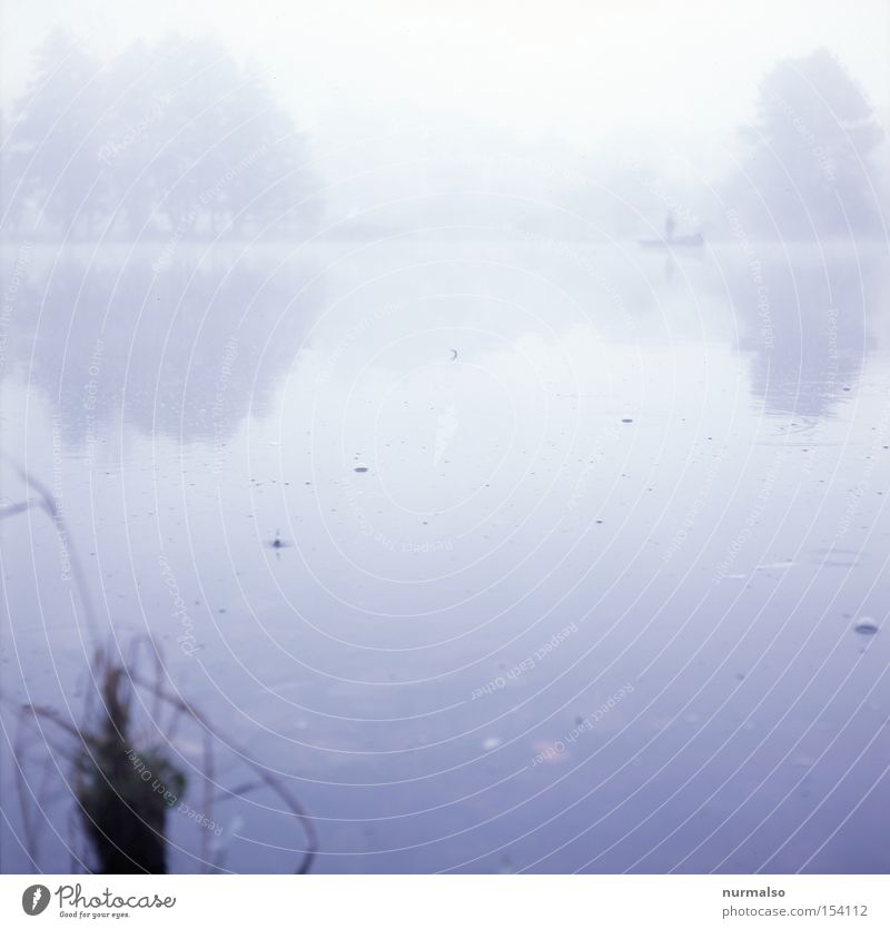 Mystic Morning II Morgen Nebel See Seeufer Vergangenheit Erzählung Heimat Sehnsucht Einsamkeit ungewiss Schleier Blase Wassertropfen Tropfen Angler