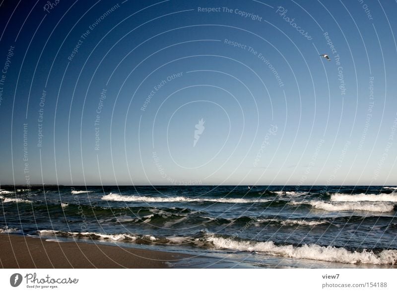 Meer sehen Strand Küste kalt Winter Sommer Himmel Wellen Strömung Ostsee Sand Ferien & Urlaub & Reisen Erholung Horizont Wasser schön