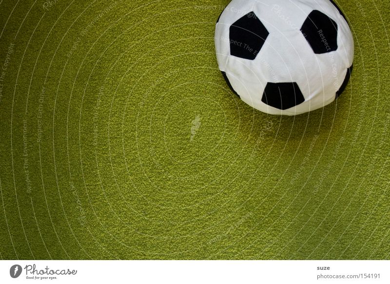 Ball-ack Lifestyle Stil Sport Fußball Freundlichkeit kuschlig Kitsch klein weich grün Teppich Kunstrasen Stoff Spielzeug Farbfoto mehrfarbig Innenaufnahme