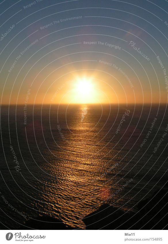 Der Untergang Sommer Sonne Meer Wasser Natur Sonnenuntergang Himmelskörper & Weltall Abend Dämmerung Licht