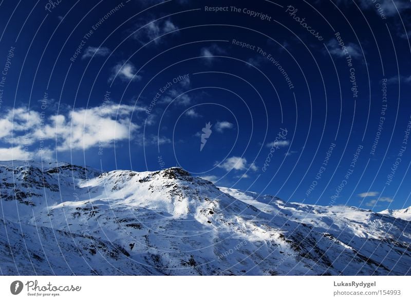 Les 3 Vallées Ferien & Urlaub & Reisen Winter Schnee Berge u. Gebirge Himmel Wolken Eis Frost Alpen Gipfel kalt blau weiß Frankreich Farbfoto Außenaufnahme