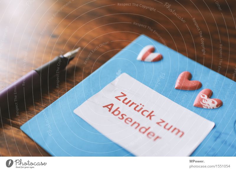 brief 5 Holz Herz Schreibstift zurück Valentinstag Liebe Verliebtheit dünn Brief schreiben Absender Post Postkarte Tisch Liebesbrief blau Füllfederhalter