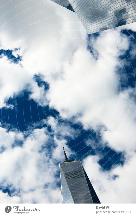 Wolkenkratzer Umwelt Luft Himmel Sommer Klima Klimawandel Schönes Wetter Stadt Hauptstadt Stadtzentrum Skyline überbevölkert Hochhaus Turm Gebäude Architektur