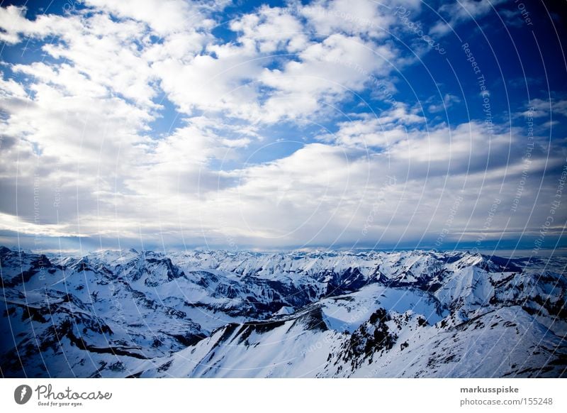 2973m ü. M. Blick vom Schilthorn Richtung Südwesten Gipfel Berge u. Gebirge alpin Wolken kalt Berner Oberland Schweiz Winter Schnee schilthorn