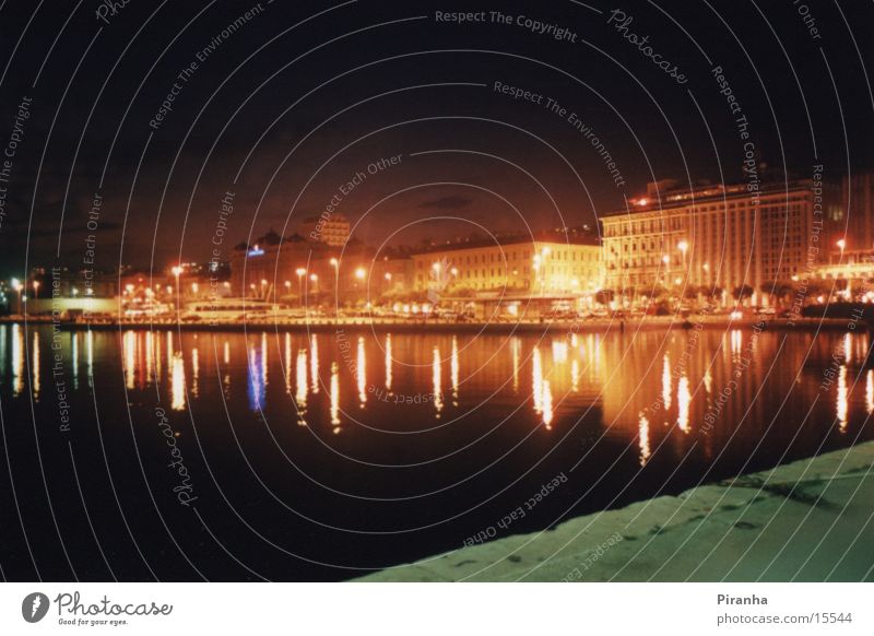 Rieka@Night Kroatien Nacht Licht Meer Europa Lampe Hafen