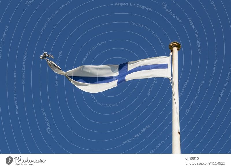 Finnische Flagge Sommer Feste & Feiern Erde Himmel Wolken Wind Fahne dünn lang blau weiß Selbstständigkeit Europa Finnische Kultur Finish-Flag Finnland
