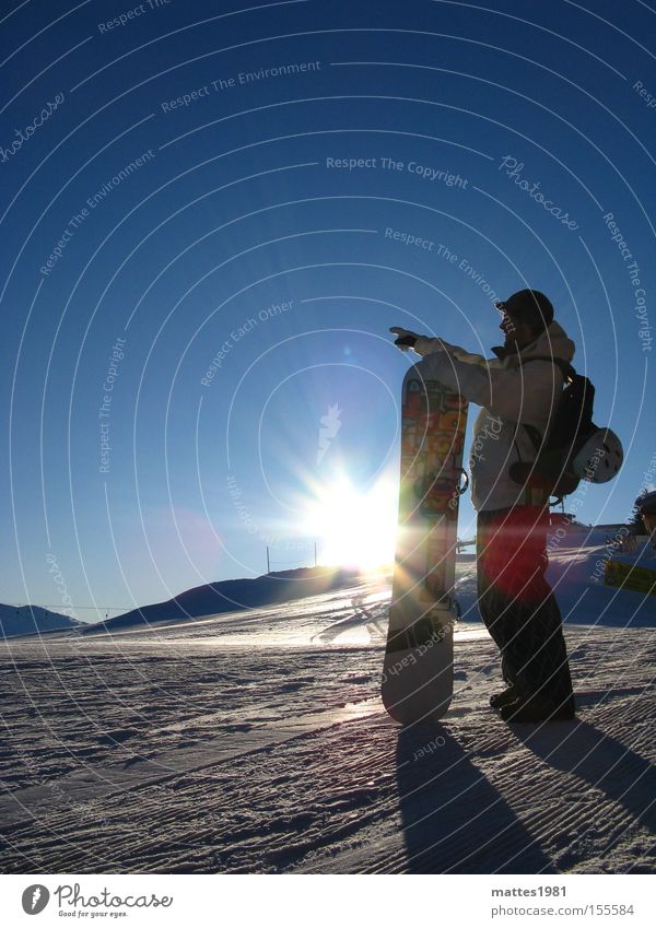 Snowboarder Ferien & Urlaub & Reisen Sonne Winter Sport Sportler Skipiste Mensch maskulin Körper 1 18-30 Jahre Jugendliche Erwachsene genießen Schneelandschaft