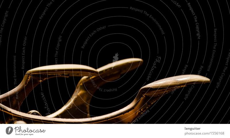 Three Keys Musik Musik hören Spielen gold Saxophon schwarz Klappe alt gebraucht Patina Musikinstrument Jazz Detailaufnahme Blitzlichtaufnahme minimalistisch