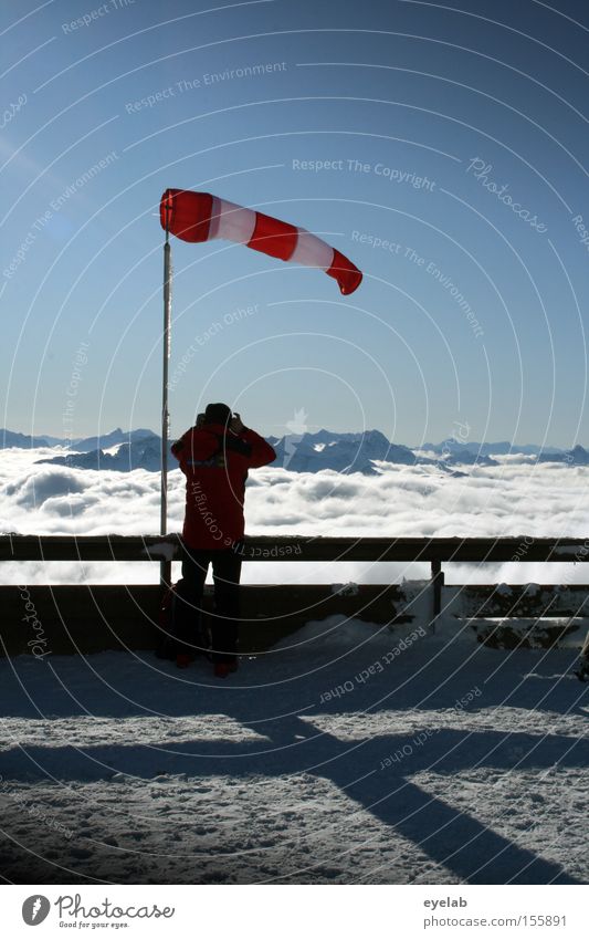 Ost 2-3 Berge u. Gebirge Tornado Winter Allgäu Wind Mensch Aussicht Fotografieren Ferne Wolken Himmel Stab Schnee Alpen