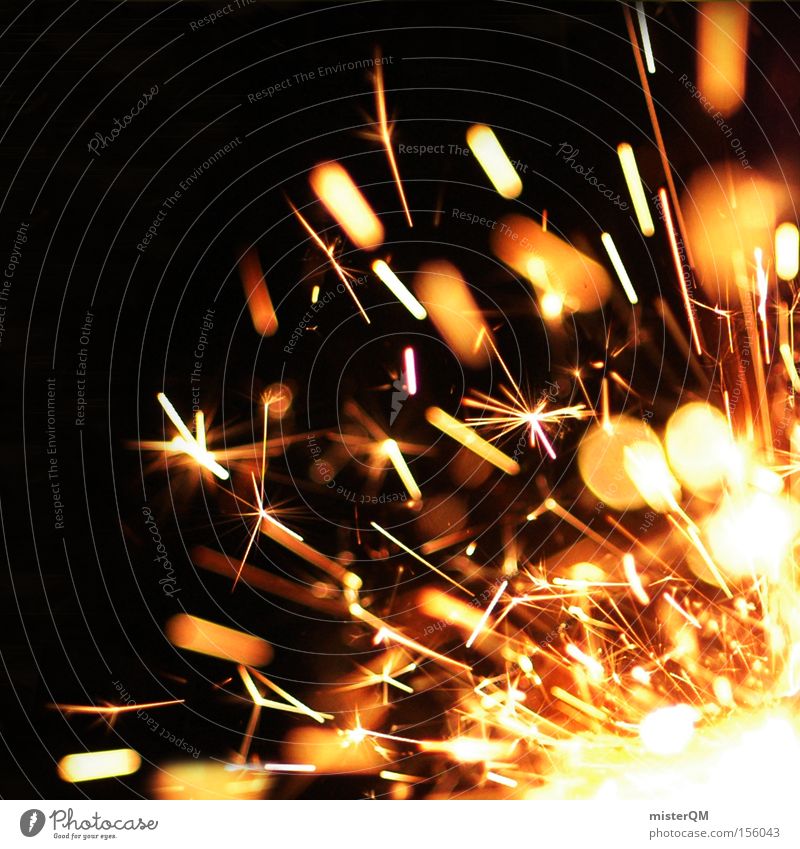 Silvesterparty - Funkenflug. explosiv Explosion zündend heiß Brand Feuer brennen Momentaufnahme Feste & Feiern Silvester u. Neujahr Zauberei u. Magie