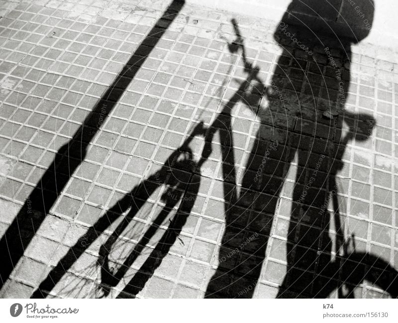 lock it Schatten Silhouette Fahrrad Laterne schließen Quadrat entwenden Diebstahl Verkehrswege Mensch