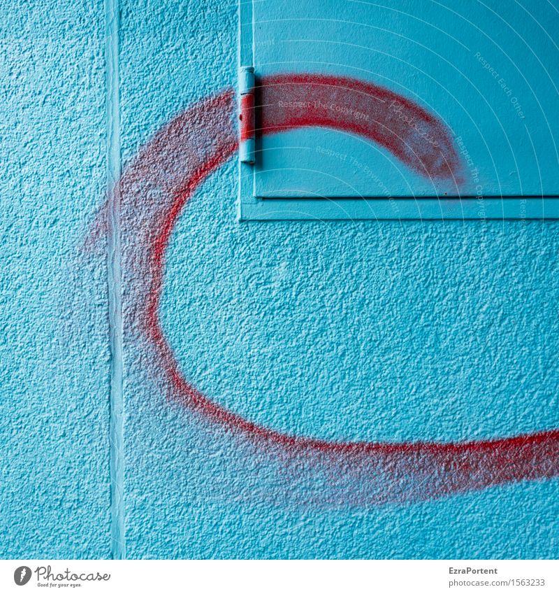 der über dem Kammerton liegende Spitzenton Bildung Schule Bauwerk Mauer Wand Fassade Zeichen Schriftzeichen Graffiti Linie blau rot Design Farbe lernen
