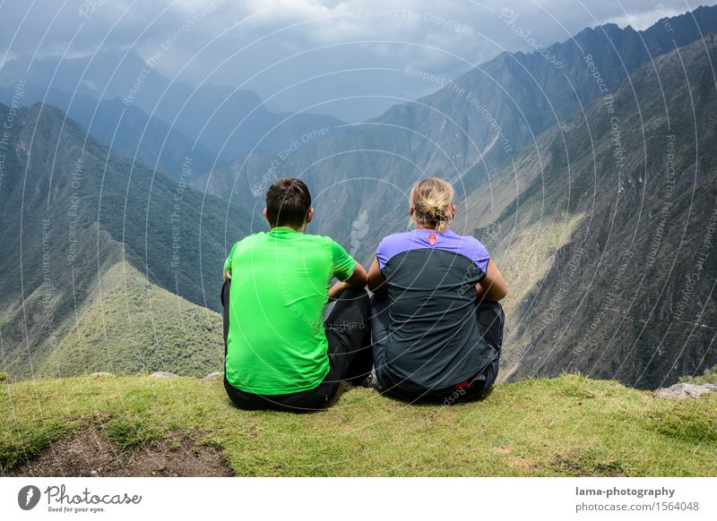 Zweisam Ferien & Urlaub & Reisen Abenteuer Ferne Camping Berge u. Gebirge wandern Paar Partner 2 Mensch Landschaft Schlucht Machu Pichu Peru Südamerika