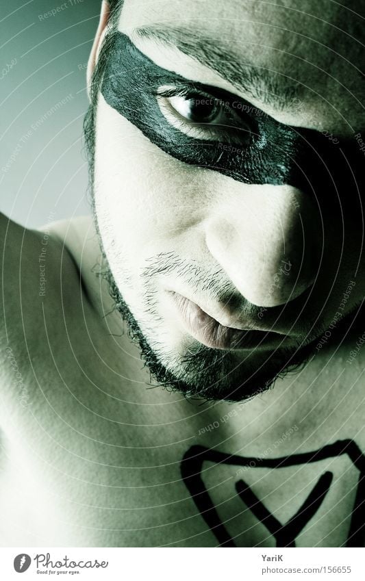 Y Held Maske Ypsilon Gesicht Mann Oberkörper Kopf Auge Mund grün Tarnung Brille Bart Prima superheld