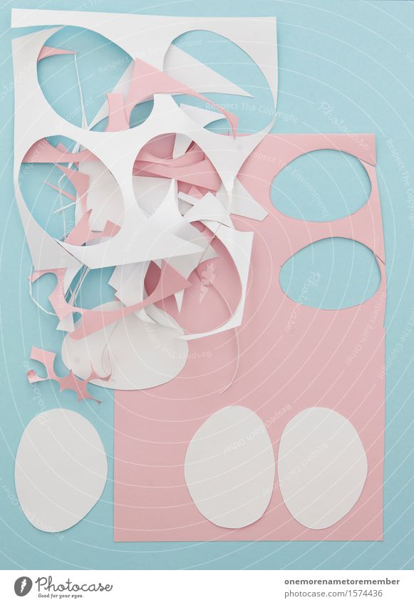 Osterwerkstatt IV Kunst Kunstwerk ästhetisch Basteln Ostern Papier Papiermüll Papierfabrik Papierfetzen rosa blau Strukturen & Formen Symmetrie chaotisch