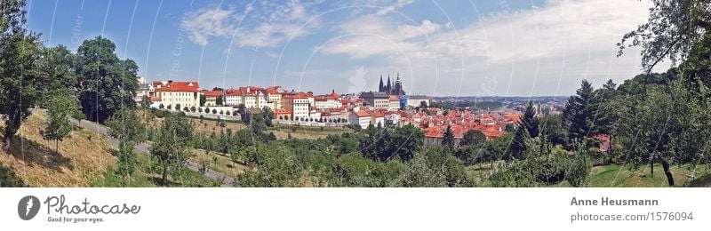 Prag Ferien & Urlaub & Reisen Sightseeing Städtereise Sommer Natur Landschaft Himmel Sonne Schönes Wetter Grünpflanze Park Hügel Stadt Haus Kirche