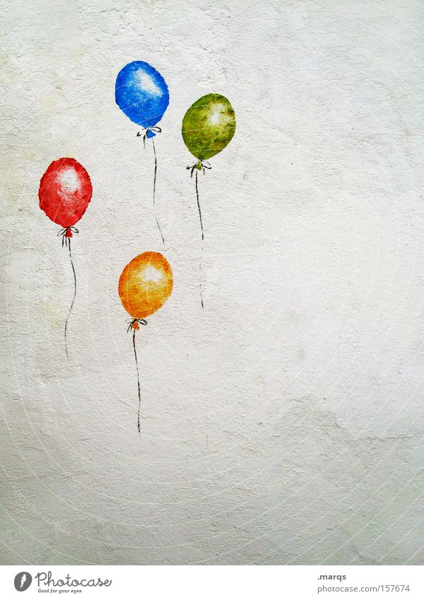 Up, Up and Away Farbfoto mehrfarbig Textfreiraum rechts Wohlgefühl Spielen Party Feste & Feiern Geburtstag Luftballon Graffiti fliegen außergewöhnlich Gefühle