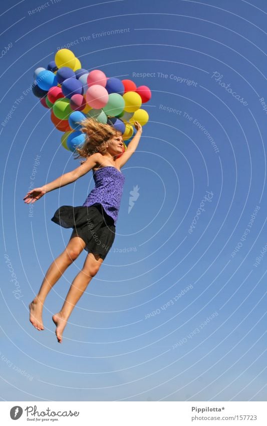 unterwegs! Himmel Luftballon mehrfarbig unmöglich Sommer frei Fröhlichkeit Freude Erfolg fliegen