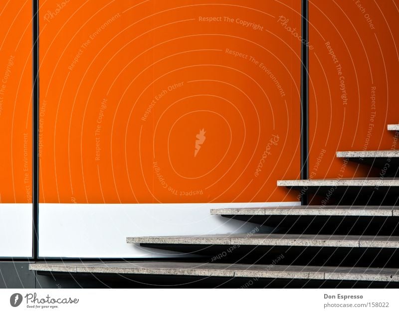 ORANJE Lampe Gebäude Treppe Linie einfach grau orange rot weiß Farbe graphisch Wand Grafik u. Illustration sehr wenige minimalistisch simpel reduziert aufräumen