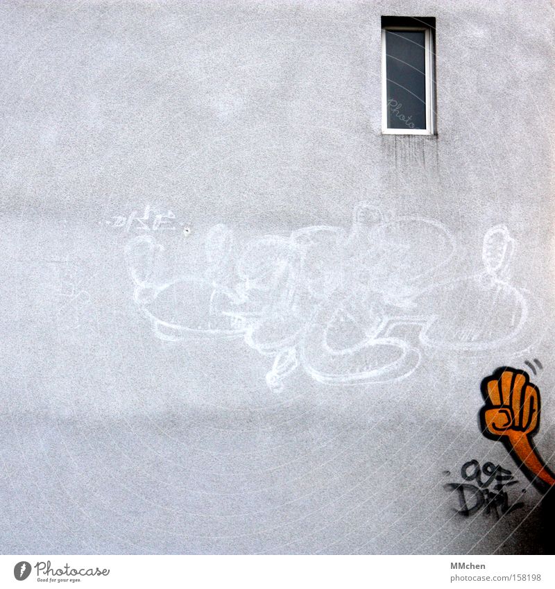 Volle Kraft voraus Faust Graffiti Aktion Fenster grau Berlin Wandmalereien Energiewirtschaft Schub Antriebskraft