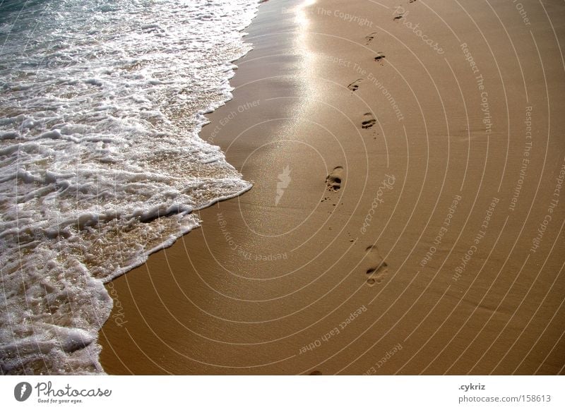 Fußspuren Strand Meer Sand Rio de Janeiro Wege & Pfade Wellen Wasser Leben Küste Barfuß