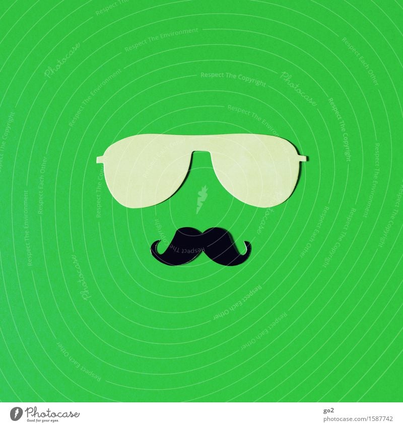 Enrique Freizeit & Hobby Basteln maskulin Mann Erwachsene Accessoire Sonnenbrille Bart Oberlippenbart Klischee grün Coolness Identität einzigartig Macho