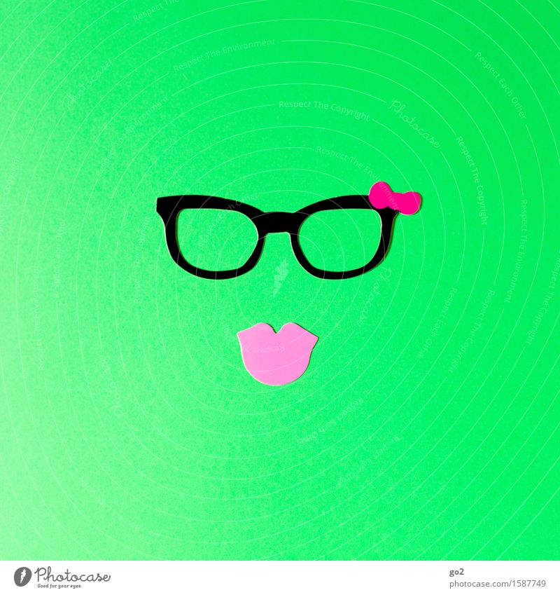 Mausi Lifestyle Stil Freizeit & Hobby Basteln feminin Mund Lippen Accessoire Brille Küssen einzigartig Erotik Klischee grün rosa schön Begierde Kitsch Farbfoto