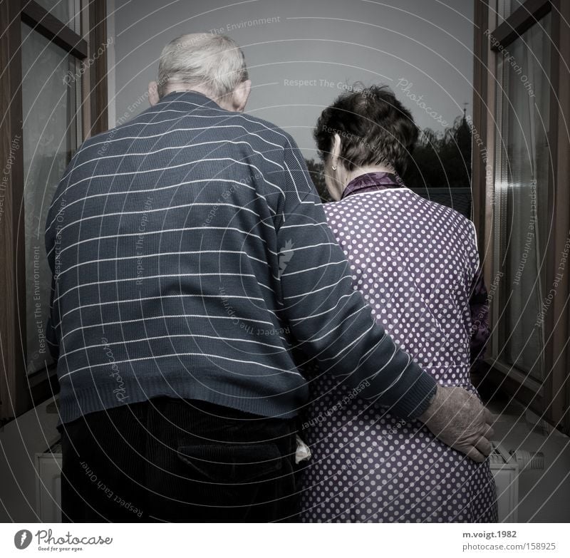 Gemeinsam alt werden Leben Großeltern Senior Großvater Großmutter Paar 60 und älter Fenster berühren Liebe träumen authentisch Zusammensein Glück Akzeptanz