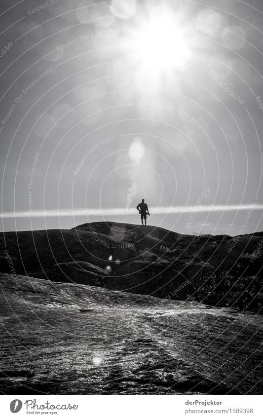 Fotograf auf einer Schäreninsel in Schweden im Gegenlicht Panorama (Aussicht) Starke Tiefenschärfe Reflexion & Spiegelung Kontrast Licht Tag Textfreiraum rechts