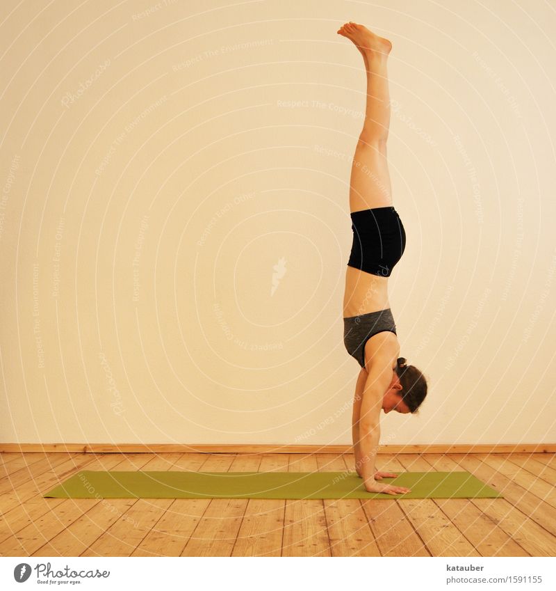 wechsel die perspektive! Lifestyle elegant Leben Meditation Yoga Ashtanga Handstand feminin Junge Frau Jugendliche 1 Mensch atmen entdecken Fitness sportlich