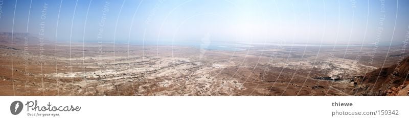 Tote Meer Wüste Sand trocken heiß Hügel Ferne leer Dürre karg braun Stein Staub Panorama (Aussicht) Sommer Erde groß Panorama (Bildformat)