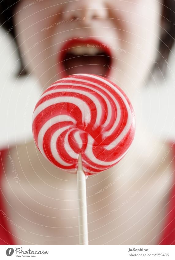sugar Lutscher Dauerlutscher Lolli Lollipop Süßwaren Zucker Geschmackssinn Appetit & Hunger Ernährung Kindheit Freude feminin Junge Frau Gesicht Nase Mund