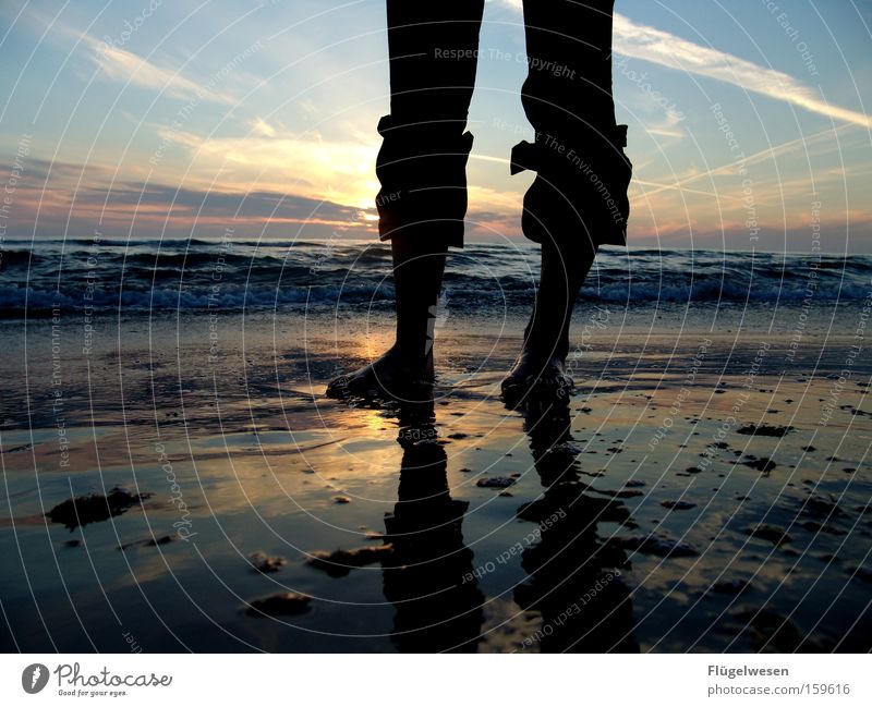 Sonnenuntergangsfüße Schwimmen & Baden Ferien & Urlaub & Reisen Strand Meer Wellen Sand Ostsee Dänemark nasse Füße hochgekrempelt Einsamkeit Erwartung traumhaft