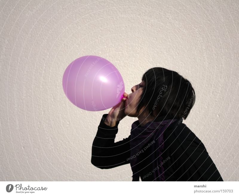blowjob Luftballon Atem blasen rosa Freude Feste & Feiern Geburtstag Frau Gummi