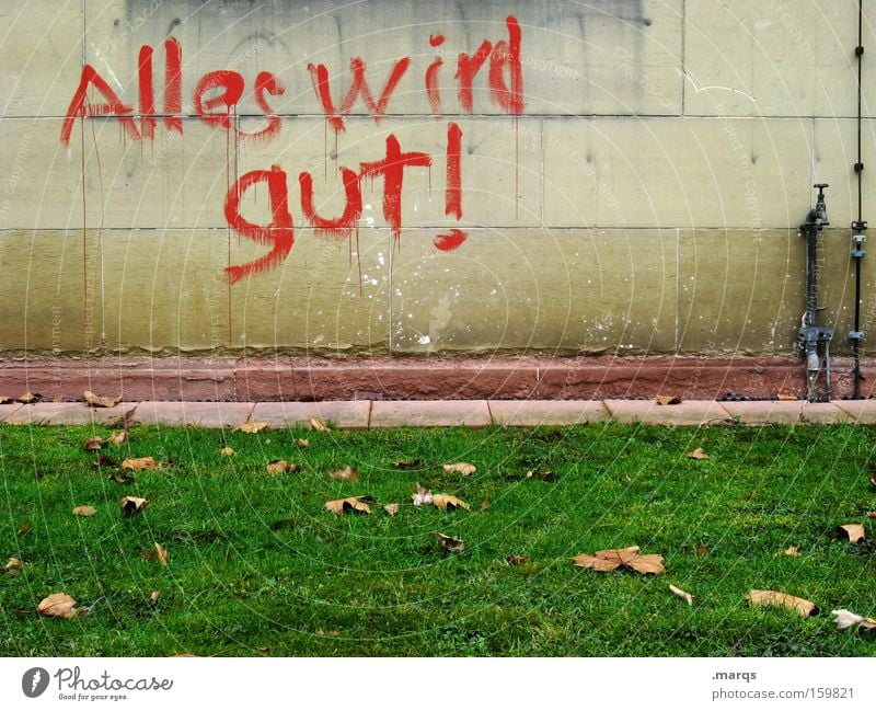 Zuversicht Erfolg Frühling Wiese Schriftzeichen Graffiti gut positiv selbstbewußt Optimismus Mut Tatkraft Vorsicht geduldig Weisheit klug Ausdauer standhaft