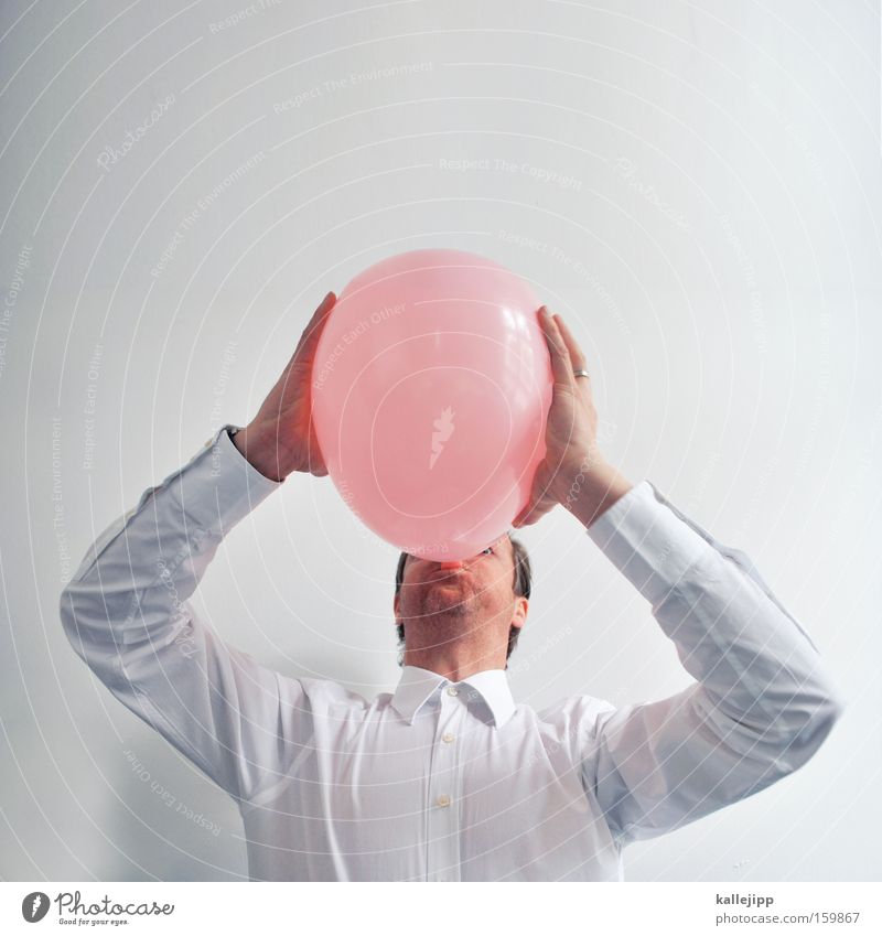 spassfaktor Freude rosa Feste & Feiern Geburtstag Spielen Kindergeburtstag Hemd Mann Mensch blasen Blase Luftballon lungenvolumen