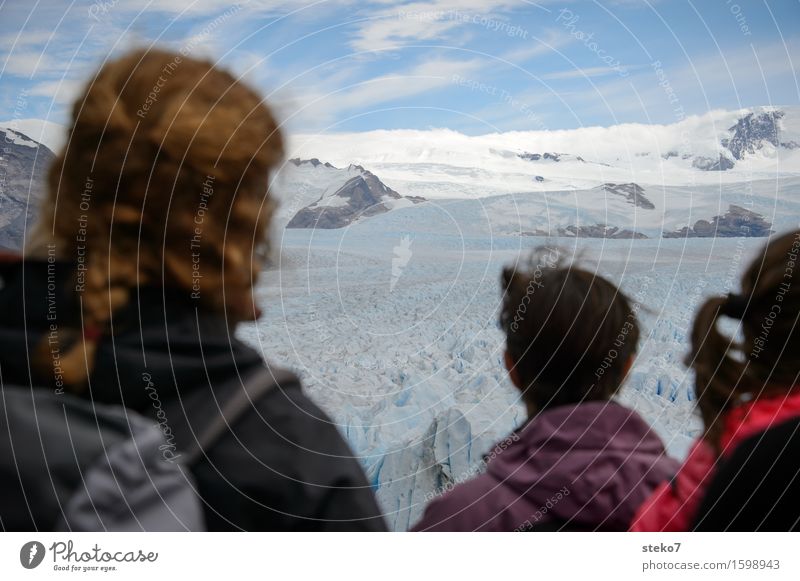 Warten auf den Bruch Kopf Haare & Frisuren 3 Mensch Eis Frost Berge u. Gebirge Gletscher beobachten wandern warten Erwartung Horizont kalt Tourismus