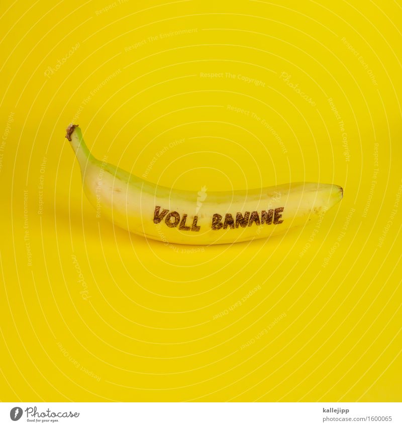 stimmungsmache Frucht Ernährung Bioprodukte Vegetarische Ernährung Zeichen einfach gelb Banane Gleichgültigkeit falsch Fehler irre dumm Wort Schriftzeichen