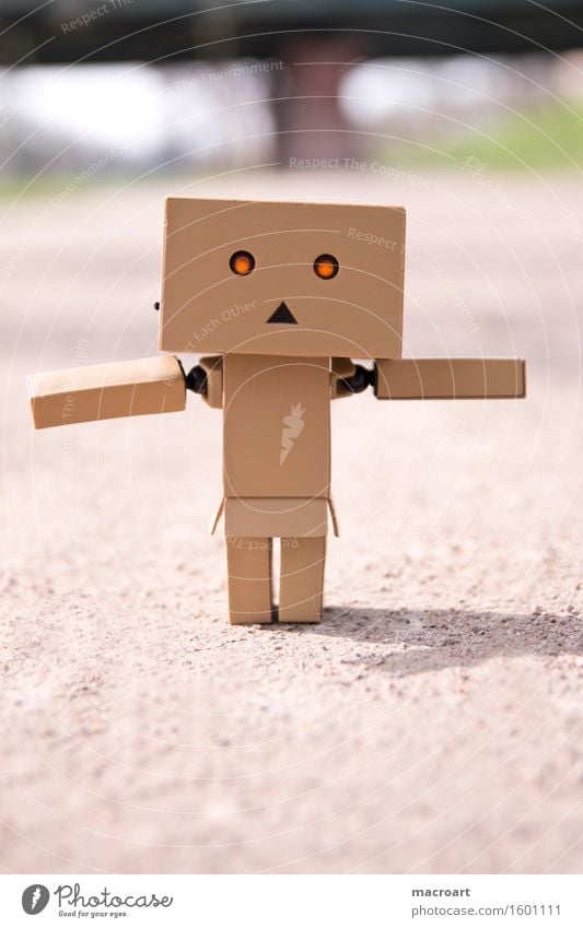 kleiner Roboter Figur männchen Spielfigur Gleichgewicht balanceakt Linie Wege & Pfade Straße Leben Auge leuchten Bewegung Miniatur