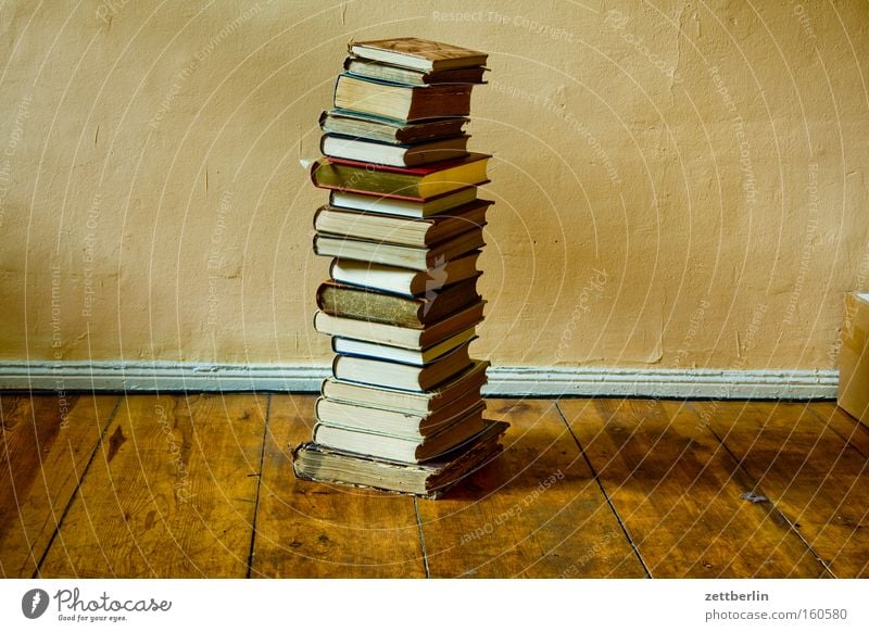 Bücher Buch Wissen lernen Antiquariat Bibliothek Stapel Literatur Studium Bildung Menschenleer Lesestoff Innenaufnahme Bodenbelag Dielenboden lesen