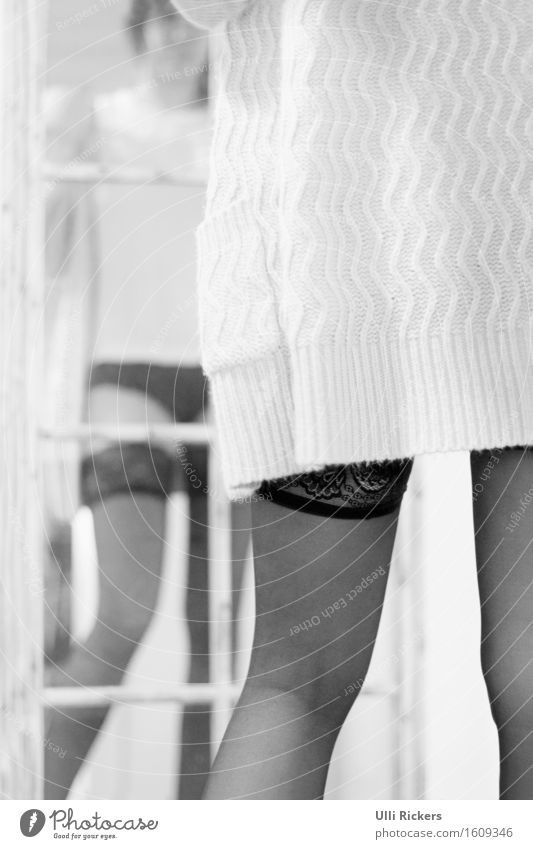 legs for days Spiegel feminin Junge Frau Jugendliche Beine 1 Mensch 18-30 Jahre Erwachsene Pullover Unterwäsche beobachten Blick tragen Erotik dünn Liebe Mode