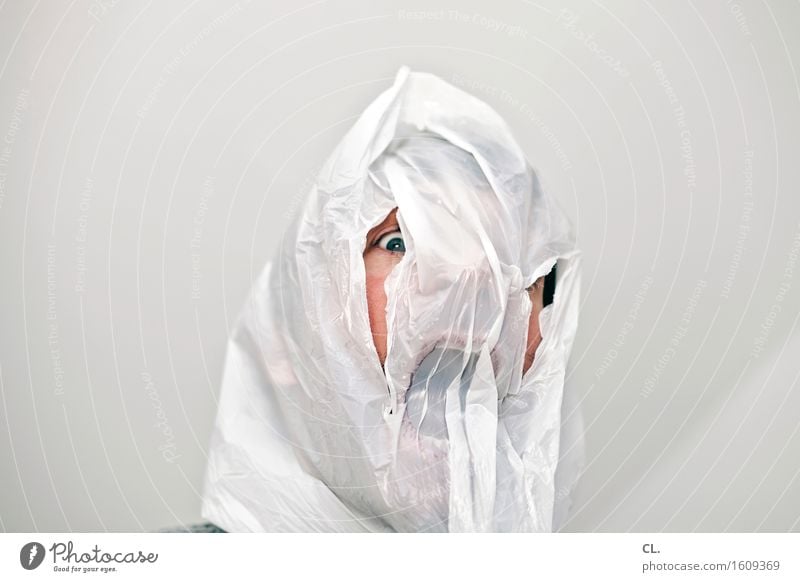 remix | dein foto zeigt personen Mensch maskulin Mann Erwachsene Leben Gesicht Auge 1 30-45 Jahre Plastiktüte schreien außergewöhnlich gruselig lustig verrückt