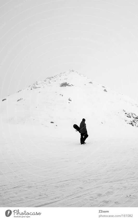 der letzte mohikaner Winter Snowboard weiß Einsamkeit Wintersport schwarz Berge u. Gebirge Österreich dunkel Gipfel Stein Mensch Schnee hugel laufen tragen