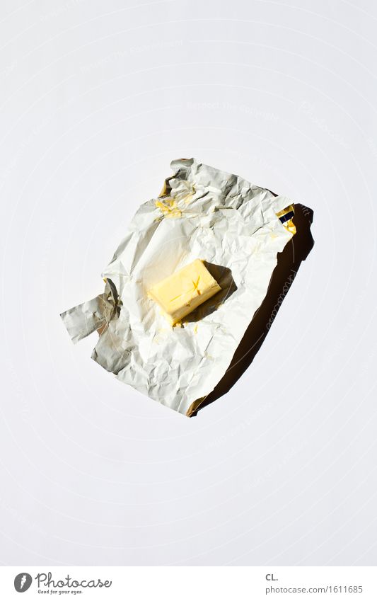 was zur verfügung stand / butter Lebensmittel Butter Ernährung Essen Frühstück Verpackung ästhetisch gelb weiß Farbfoto Innenaufnahme Nahaufnahme Menschenleer