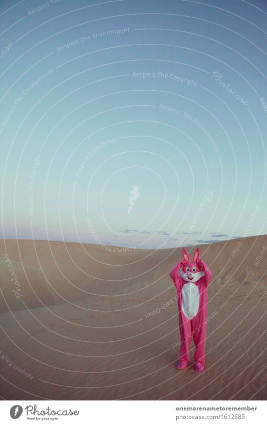 Ohren auf! Kunst Kunstwerk ästhetisch Hase & Kaninchen hören Sand Wüste Freude Unsinn Kostüm verkleidet Farbfoto mehrfarbig Außenaufnahme Experiment