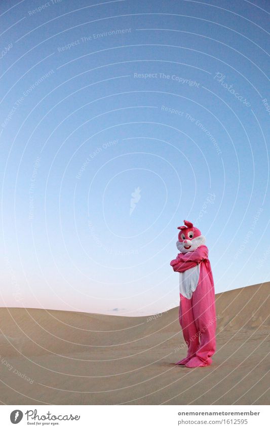 JO MANN! Kunst Kunstwerk ästhetisch Hase & Kaninchen Hasenohren Wüste Sand Sandstrand rosa Eyecatcher Blauer Himmel Freude Unsinn Farbfoto mehrfarbig